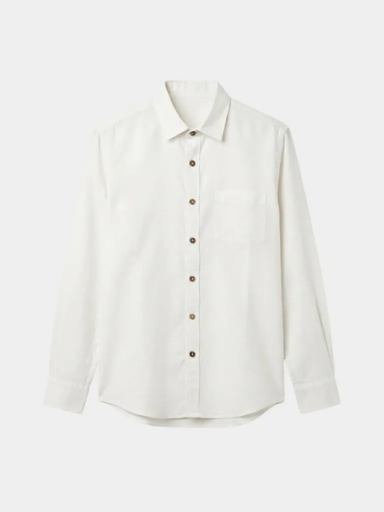 White Full Sleeve Khadi Shirt (S)
