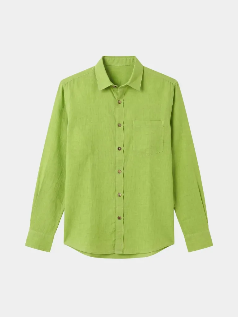 Apple Green Full Sleeve Khadi Shirt (S)