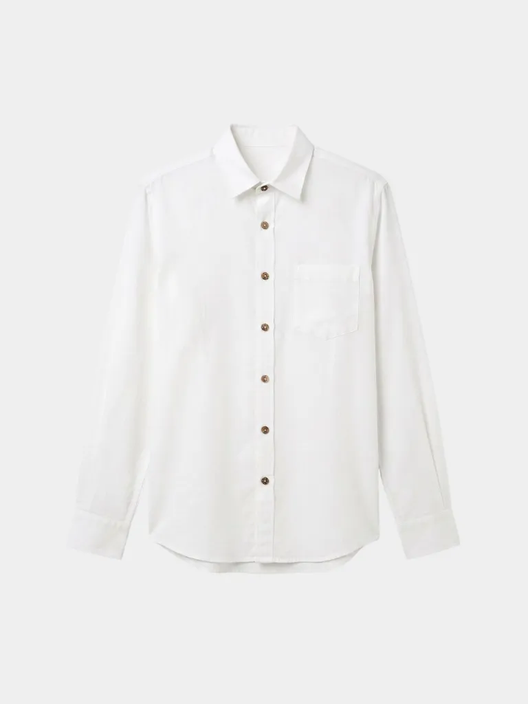Pure White Full Sleeve Khadi Shirt (S)
