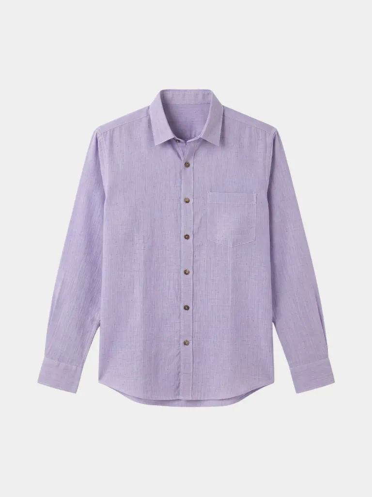 Lavender Full Sleeve Khadi Shirt (S)