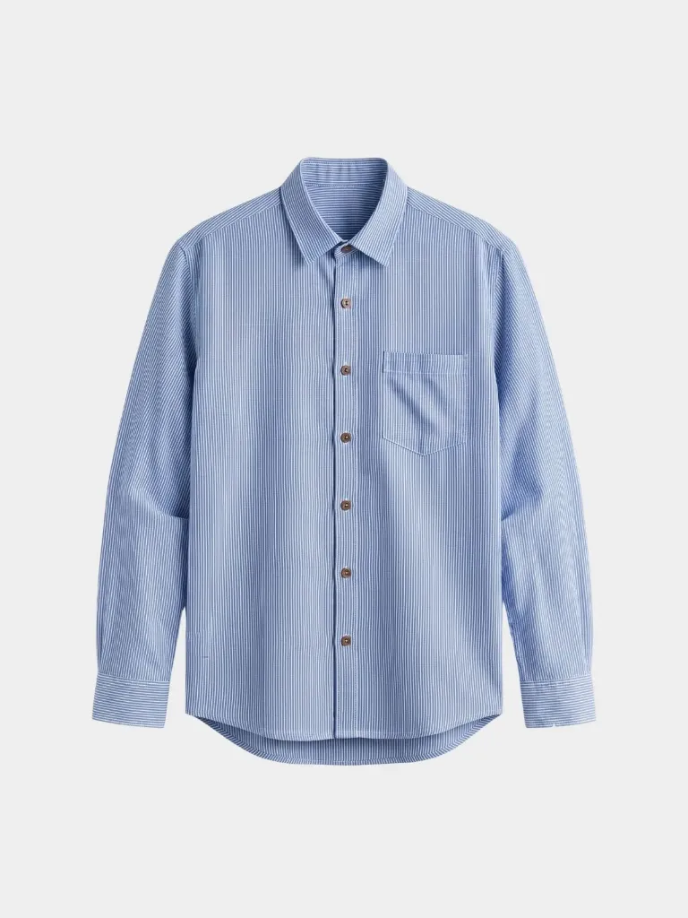 Blue Stripe Full Sleeve Khadi Shirt (S)