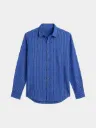 Blue Striped Full Sleeve Khadi Shirt