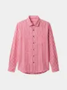 Salmon Red Striped Full Sleeve Khadi Shirt
