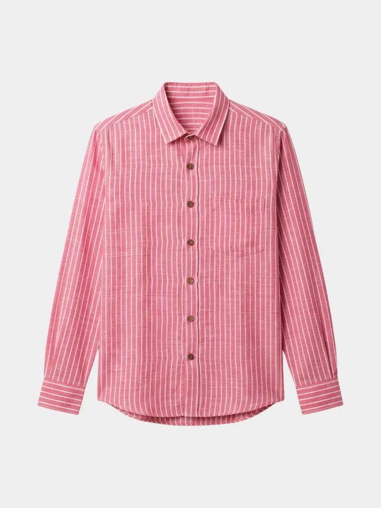 Blue White Stripes Full Sleeve Khadi Shirt