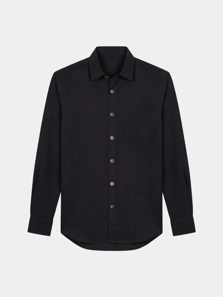 Black Full Sleeve Khadi Shirt (S)