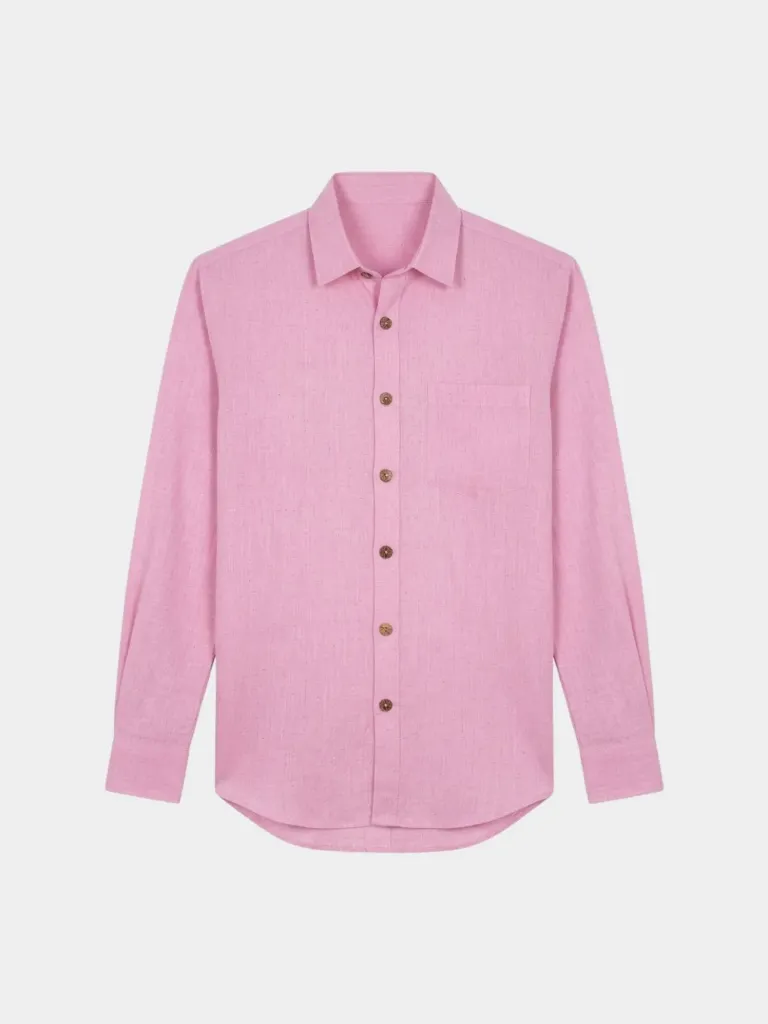 Baby Pink Full Sleeve Khadi Shirt (S)