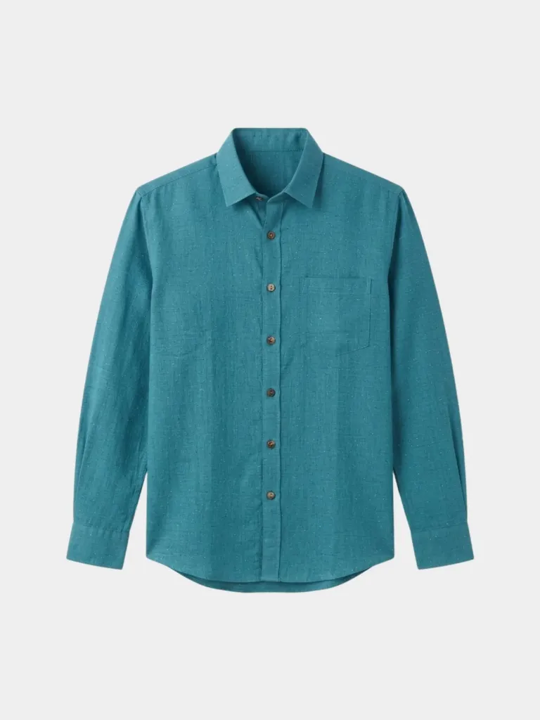 Teal Green Full Sleeve Khadi Shirt (S)
