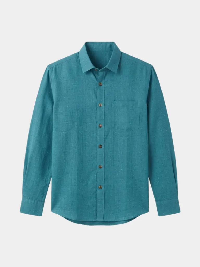 Teal Green Full Sleeve Khadi Shirt (S)