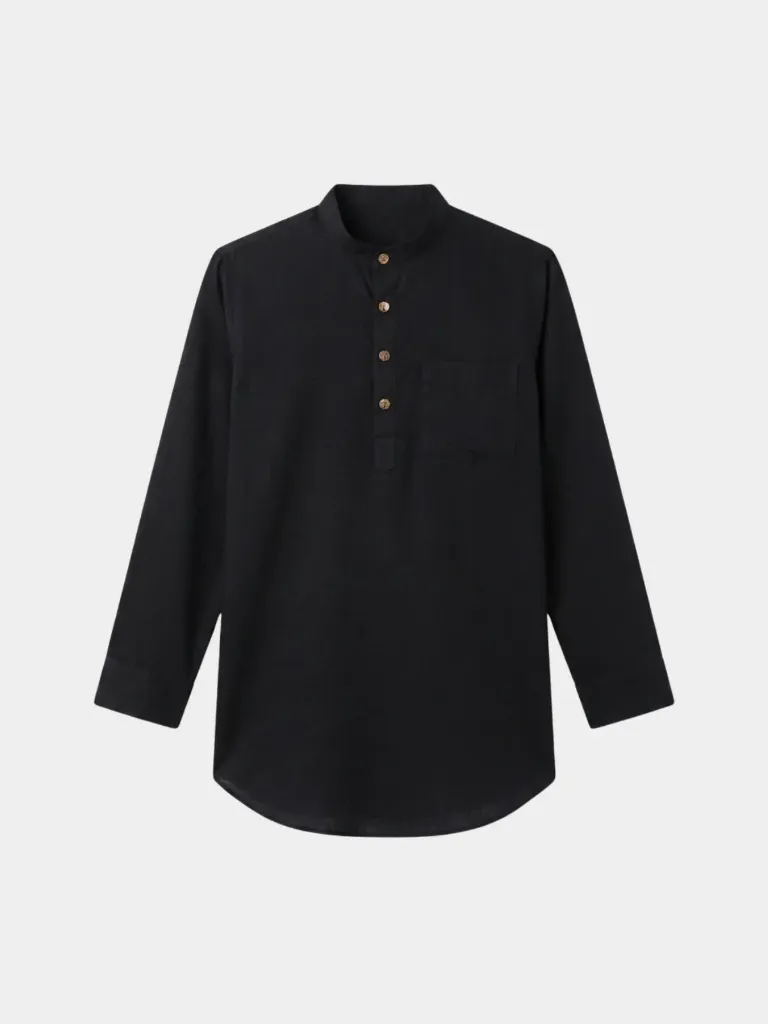 Black Khadi Short Kurta