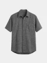 Black Gingham Check Half Sleeve Khadi Shirt