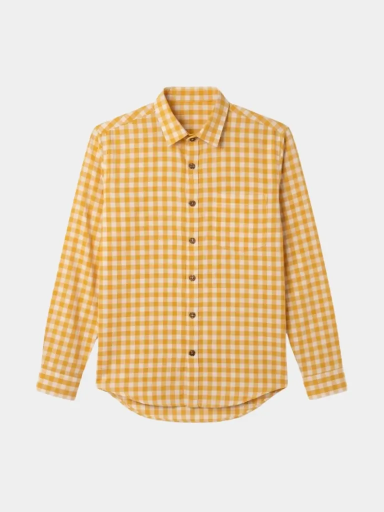 Yellow Gingham Check Full Sleeve Khadi Shirt