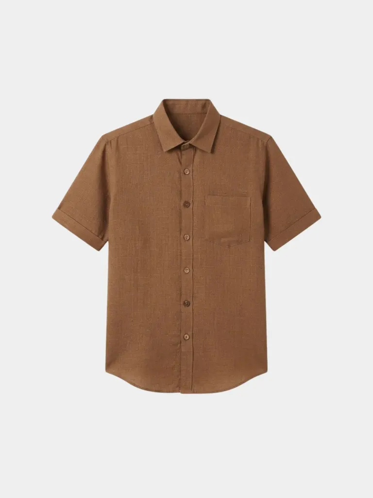 Brown Half Sleeve Khadi Shirt