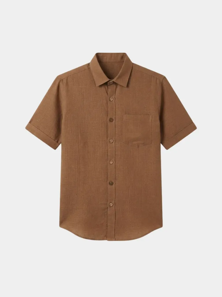 Brown Half Sleeve Khadi Shirt (S)