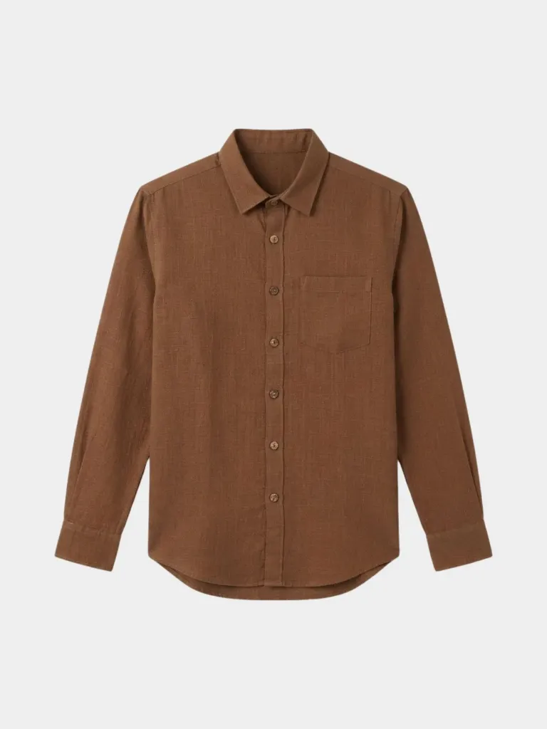 Brown Full Sleeve Khadi Shirt (S)