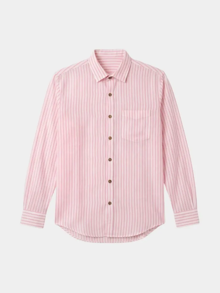 Pink Stripe Full Sleeve Khadi Shirt (S)