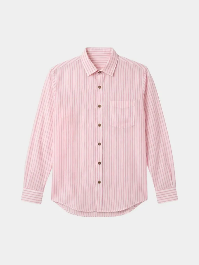 Pink Stripe Full Sleeve Khadi Shirt