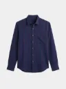 Navy Blue Striped Full Sleeve Khadi Shirt