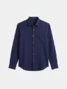 Navy Blue Striped Full Sleeve Khadi Shirt