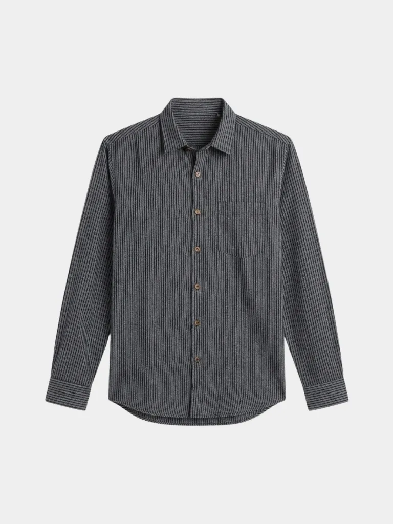Black Striped Full Sleeve Khadi Shirt