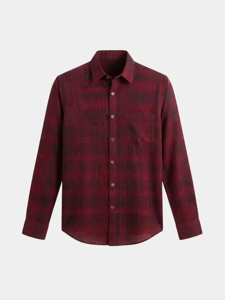 Maroon Black Checks Full Sleeve Khadi Shirt