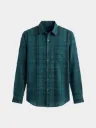 Green Black Checks Full Sleeve Khadi Shirt