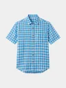 Blue Gingham Check Half Sleeve Khadi Shirt