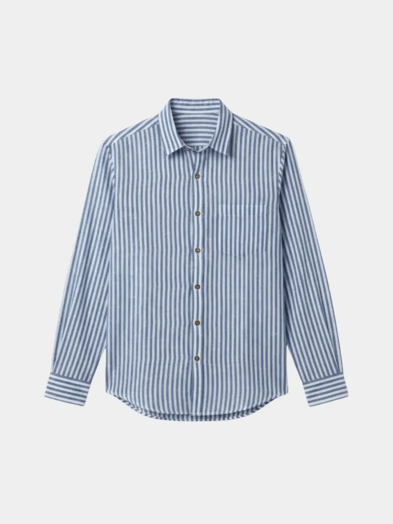 Blue Striped Full Sleeve Khadi Shirt