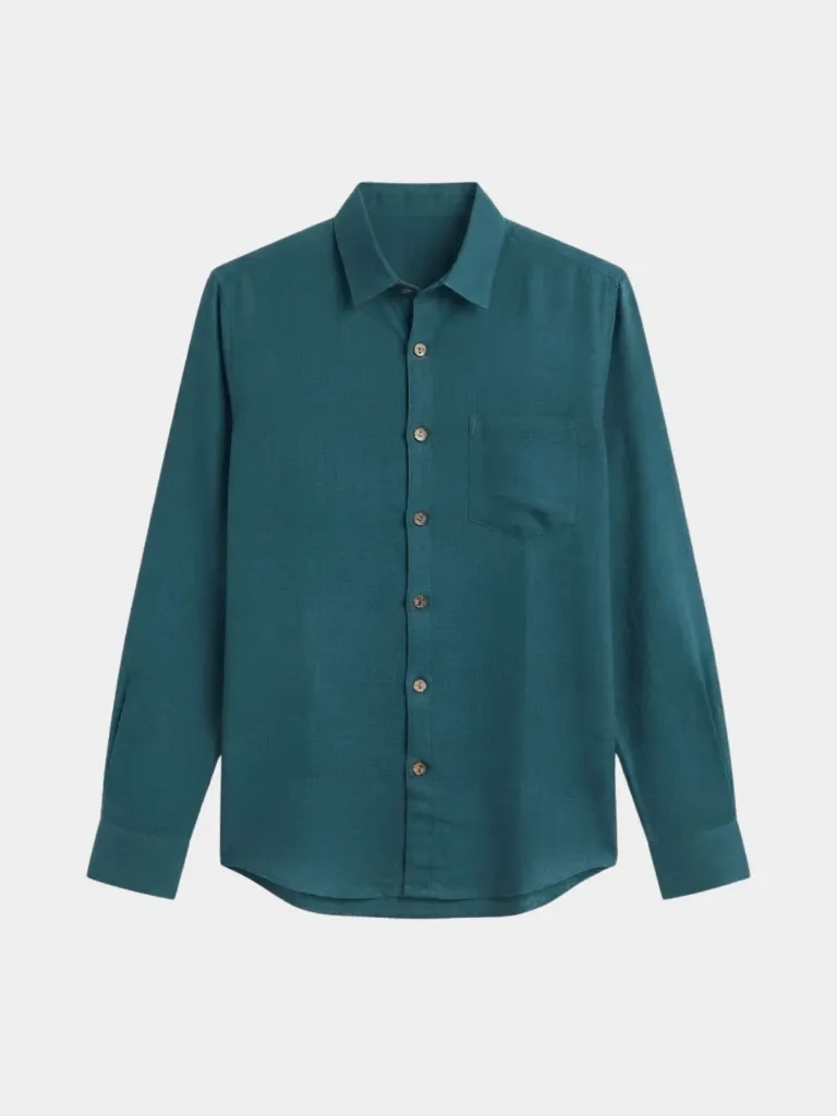 Teal Solid Full Sleeve Khadi Shirt