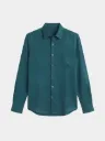Teal Solid Full Sleeve Khadi Shirt