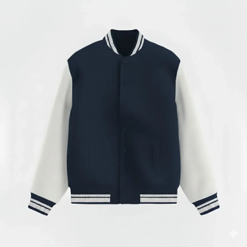 Navy Blue varsity Jacket (S, Solid)