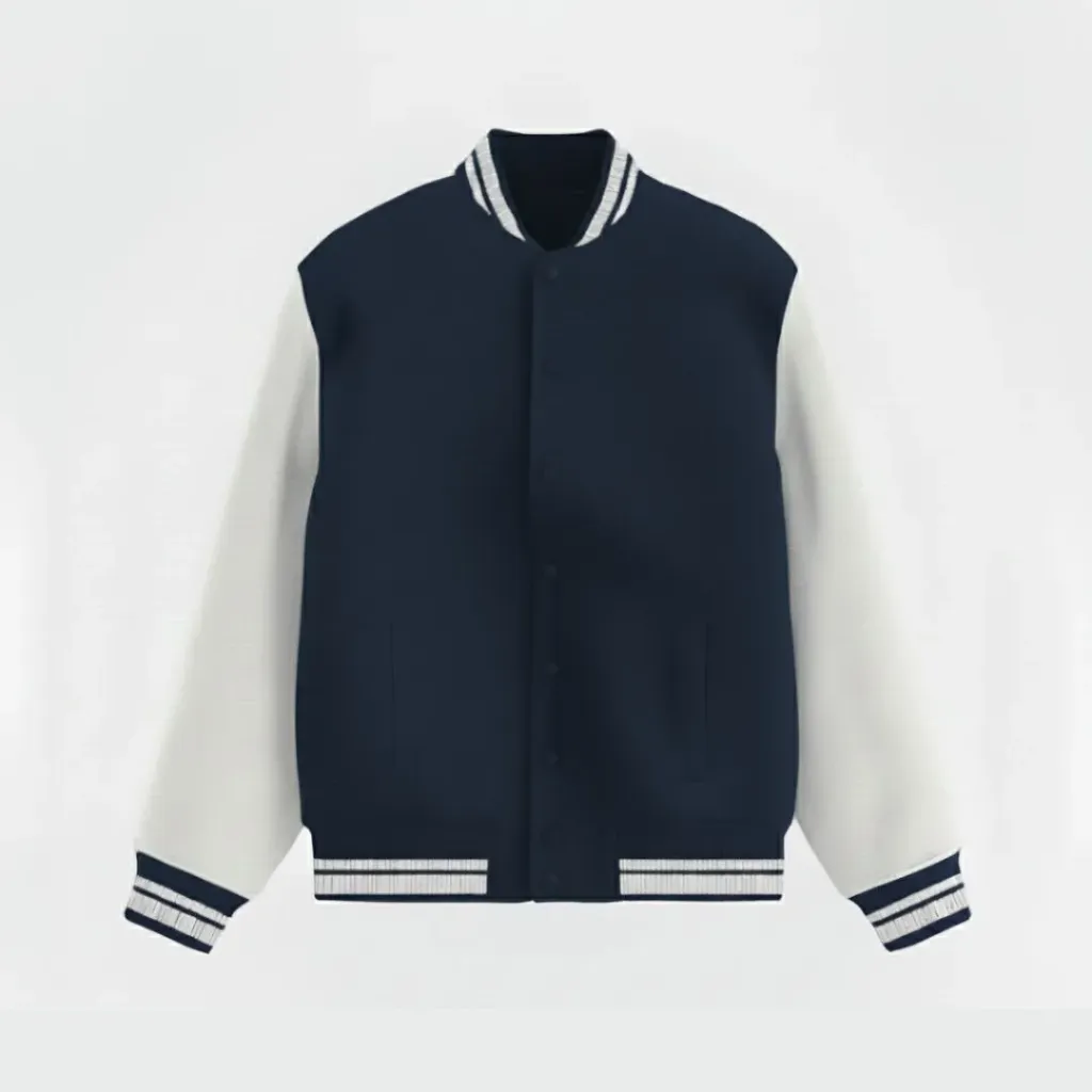 Navy Blue varsity Jacket (S, Solid)