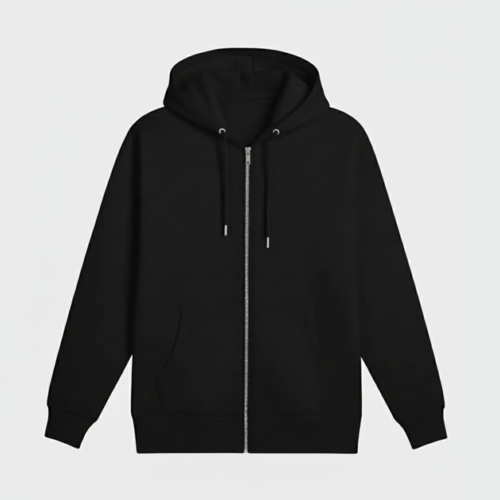 Black Zip Hoodie (S, Solid)