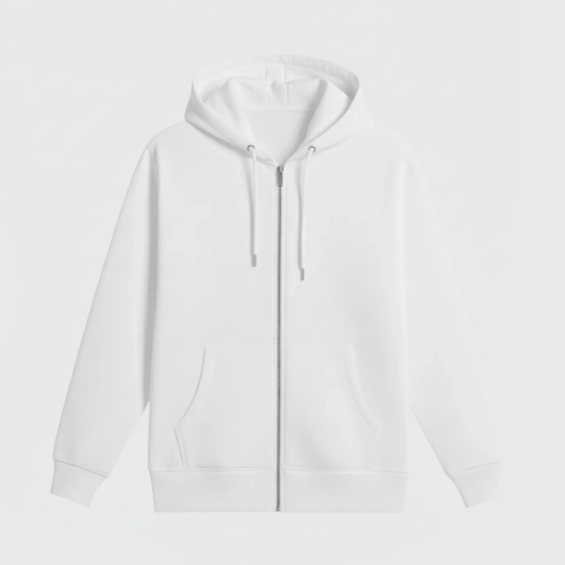 White Zip Hoodie (S, Solid)
